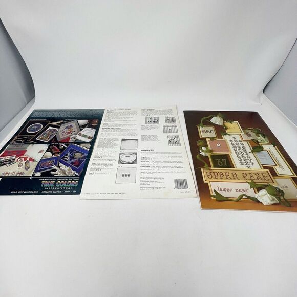 Lot of 3 Counted‎ Cross Stitch Alphabet Monogram Patterns Leaflets Vintage - Picture 5 of 9